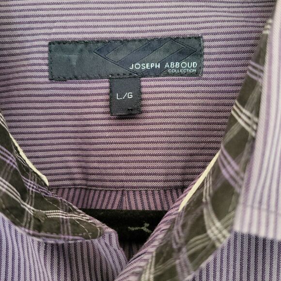 Joseph Abboud Dress Shirt Mens L  Purple Stripe Long Sleeve Button Down Casual - Picture 3 of 9